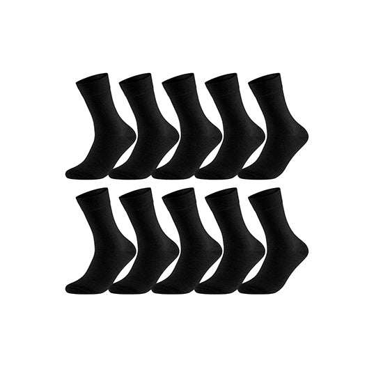 Pack of 10 Unisex Black Cotton Socks