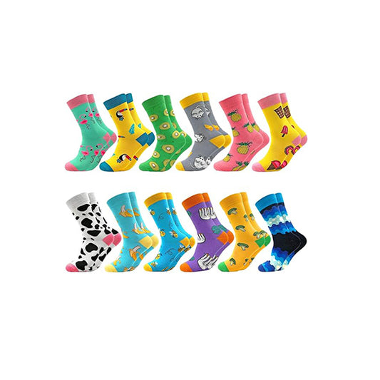 Pack of 12 Funky Ladies Cotton Socks
